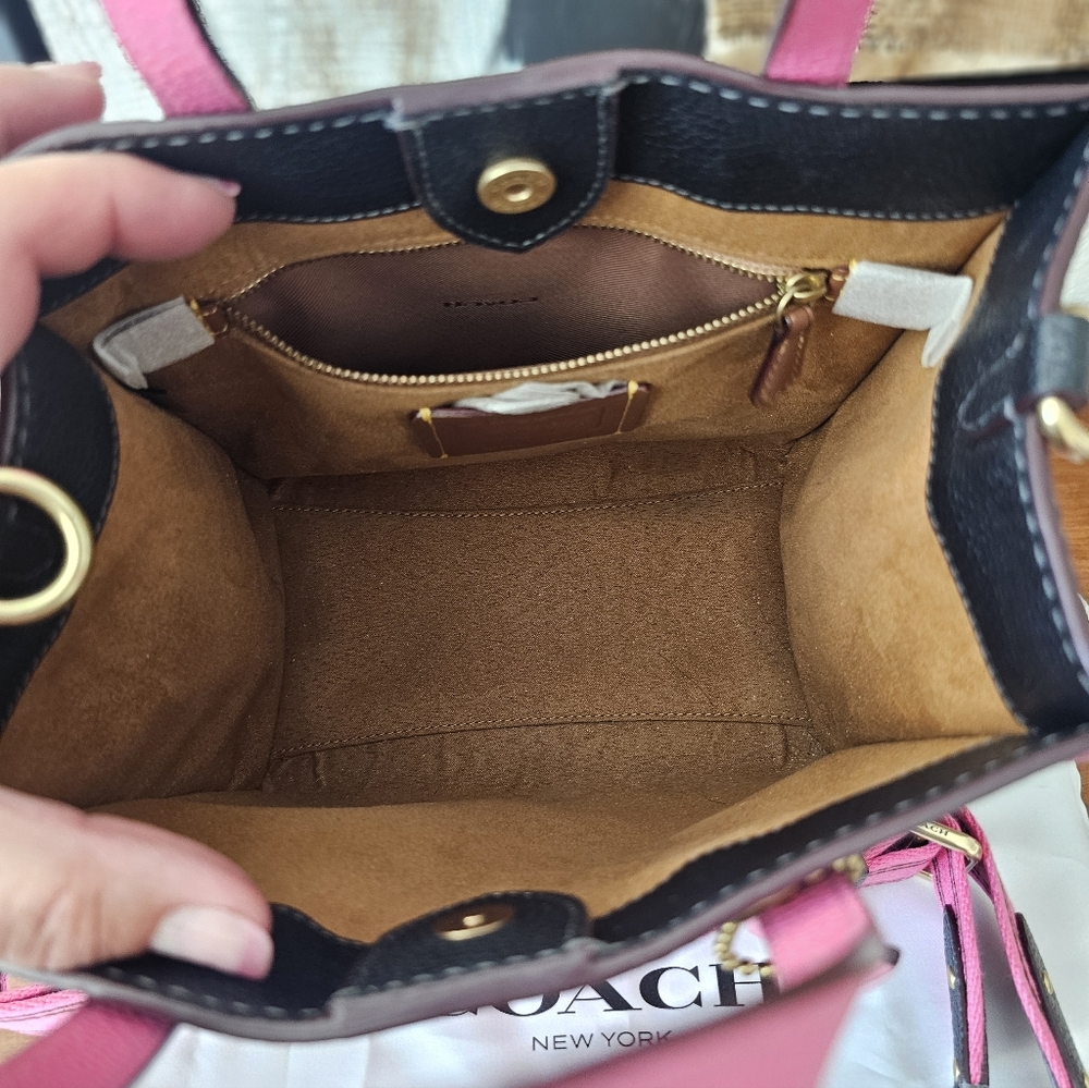 💯 AUTHENTIC COACH PINK AND BROWN MONOGRAMMED TOTE BAG - Picture 3 of 8